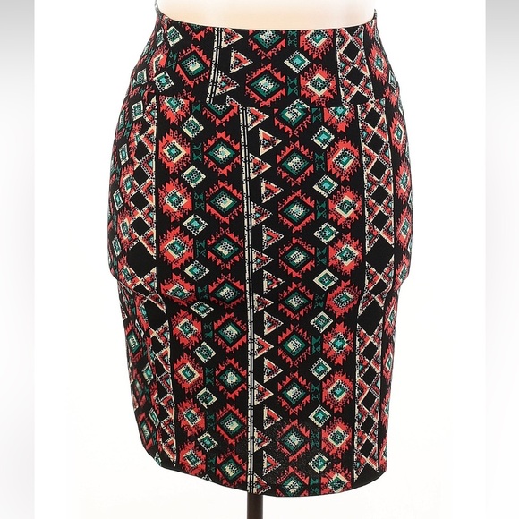 LuLaRoe Cassie Aztec Boho Southwestern Tribal Black Pencil Skirt Plus Size 2X - Picture 1 of 6
